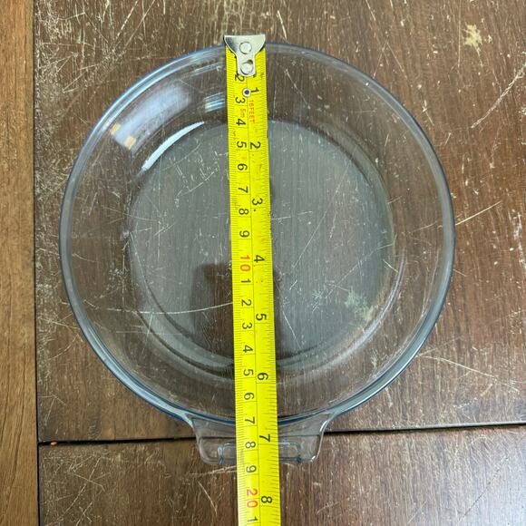 Vintage 1940s Pyrex Flameware H-QQ 817-B Blue Tint Pan Skillet Bowl USA - Picture 7 of 8